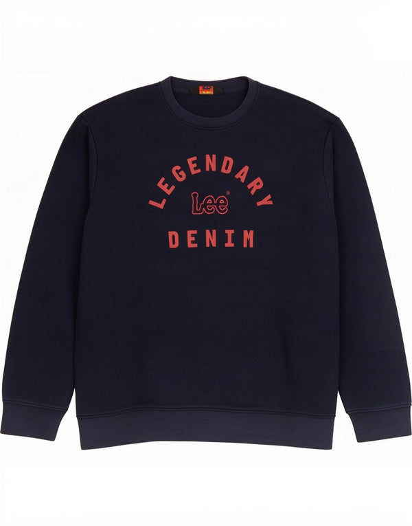 Lee Mens Graphic Sweatshirt Jumper Large Navy Blue Cotton