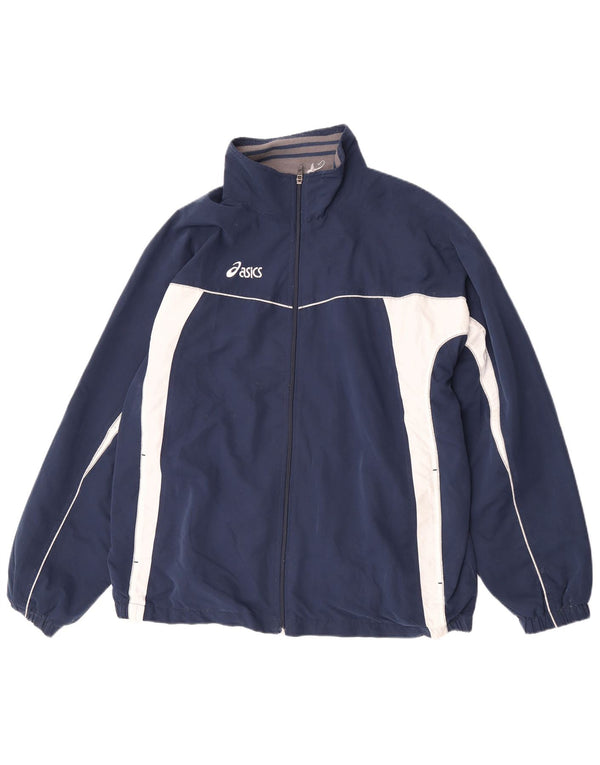 Giacca da ginnastica da uomo Asics XL in poliestere color block blu navy