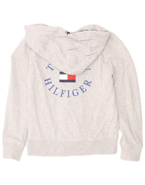 Maglione con cappuccio e zip grafica per ragazzi Tommy Hilfiger 7-8 anni in cotone grigio