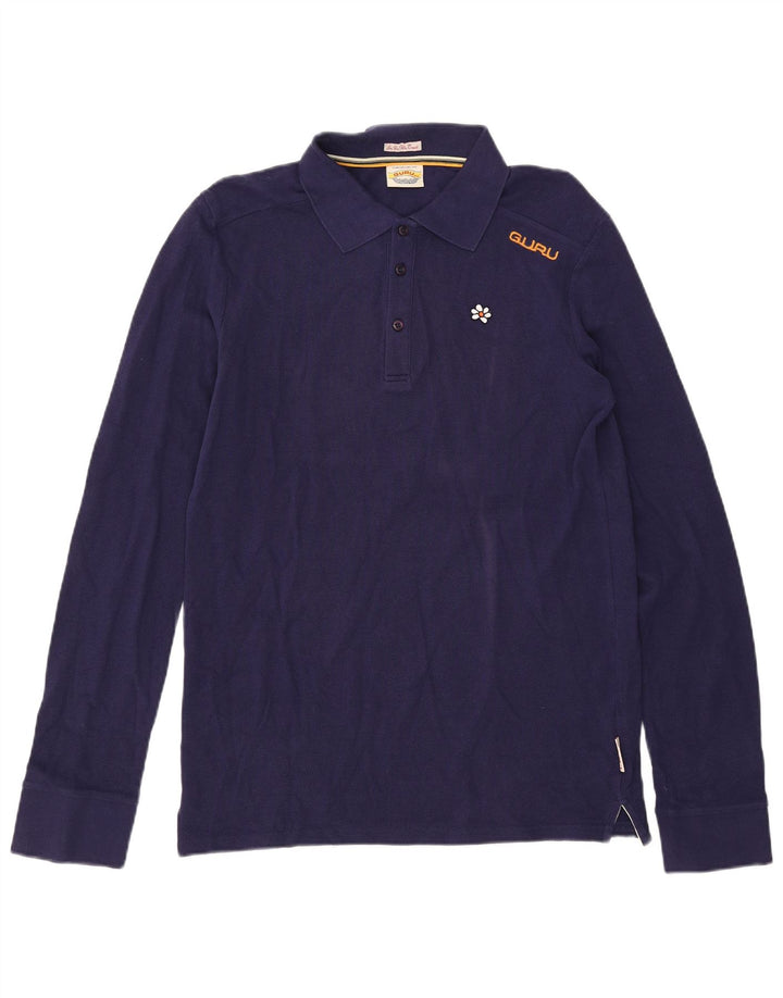 Polo da uomo a maniche lunghe Guru grande in cotone blu navy