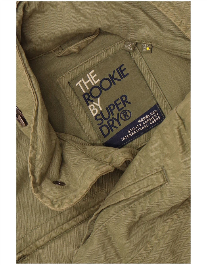 Giacca militare con cappuccio da donna Superdry UK 12 cotone kaki medio