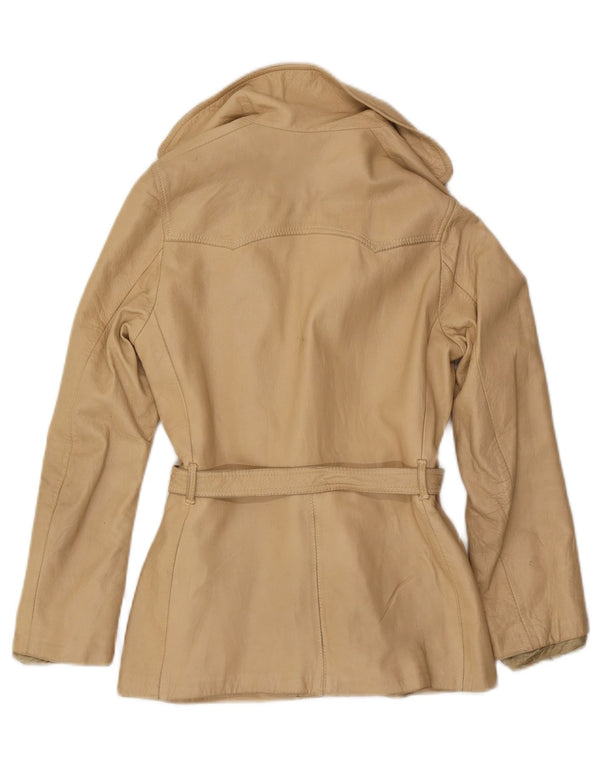 Giacca in pelle vintage da donna IT 46 grande beige
