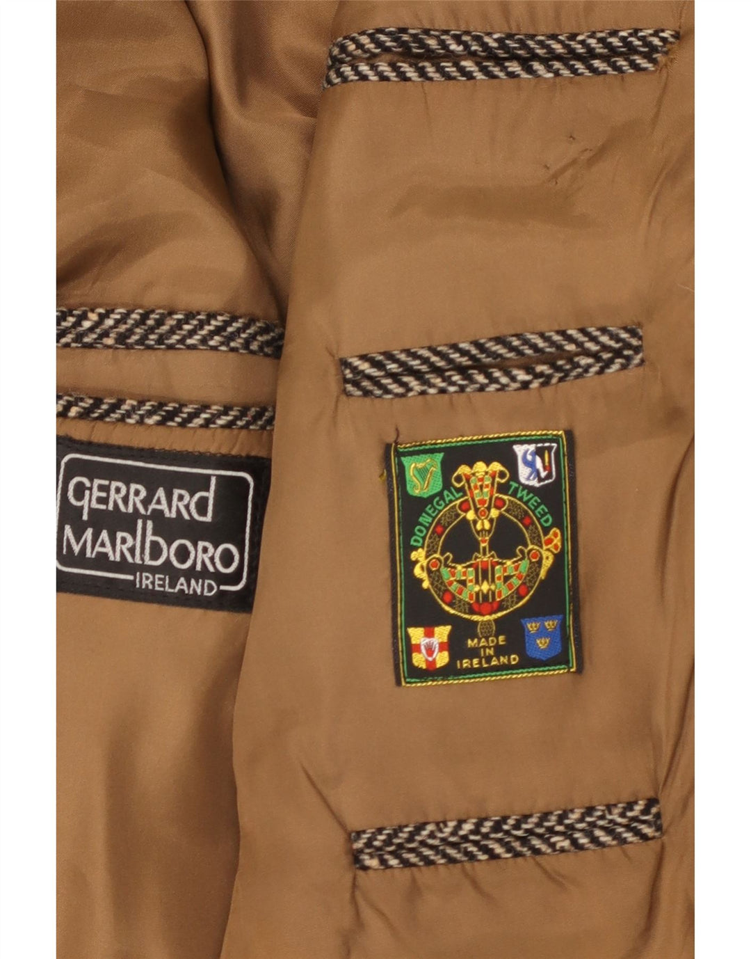 GERRARD MARLBORO Giacca blazer in tweed Donegal da uomo UK 38 Marrone medio