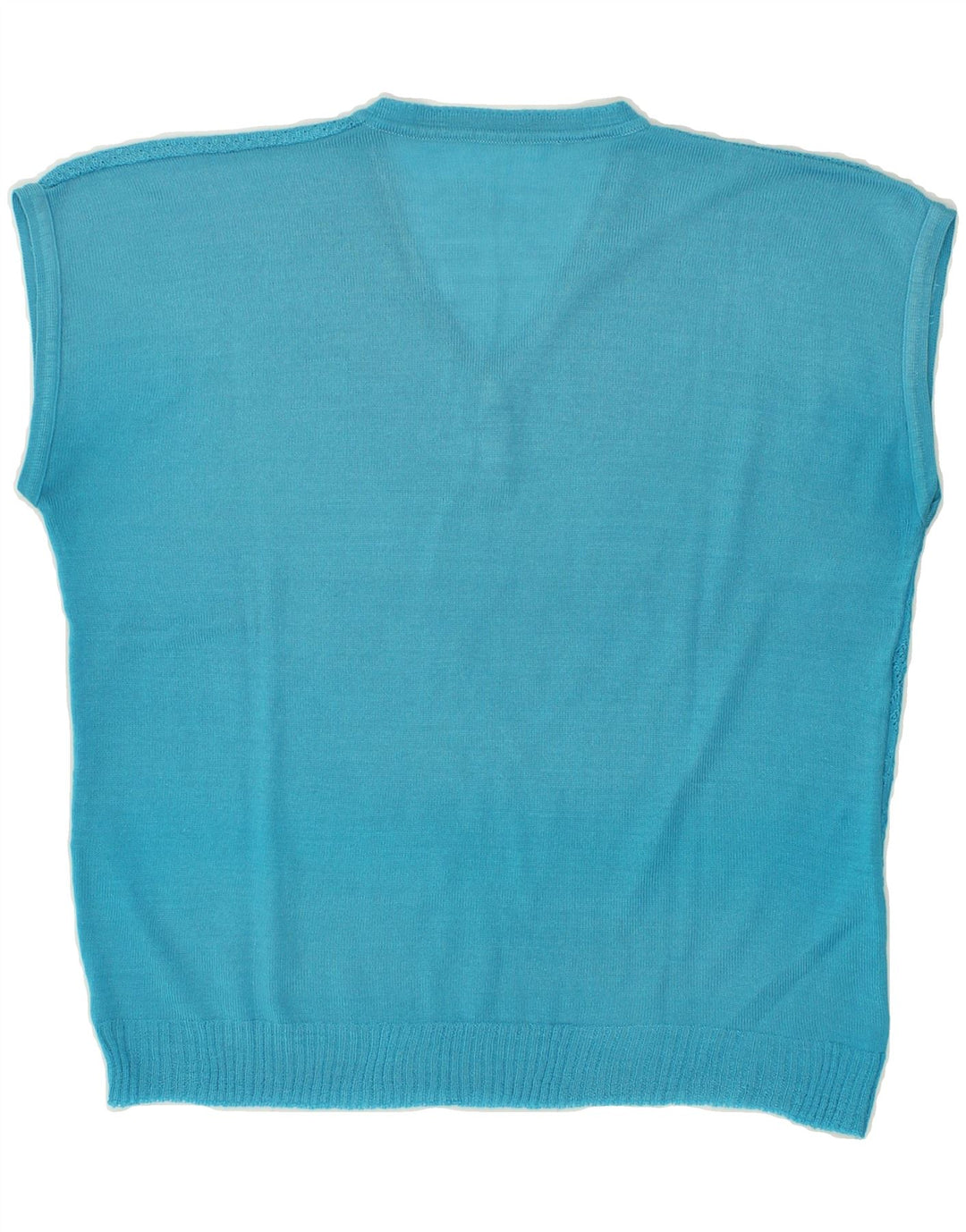 VINTAGE Womens Sleeveless Blouse Top UK 16 Large Blue Argyle/Diamond Vintage Vintage and Second-Hand Vintage from Messina Hembry 
