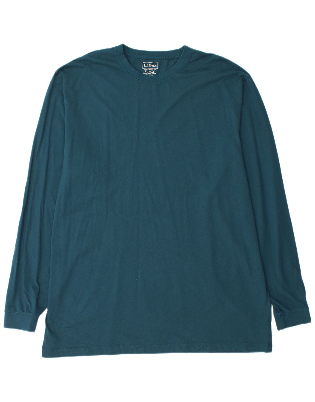 L.L.BEAN Top alto da uomo a maniche lunghe XL in cotone verde