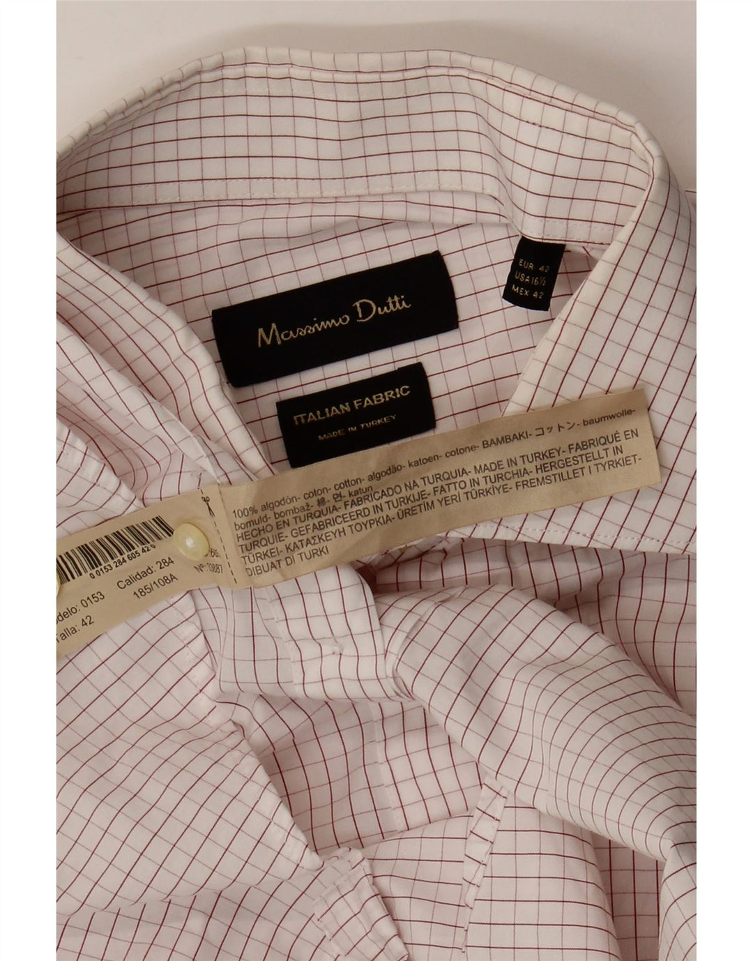 Camicia da uomo Massimo Dutti EU 42 Cotone a quadri bianchi grandi
