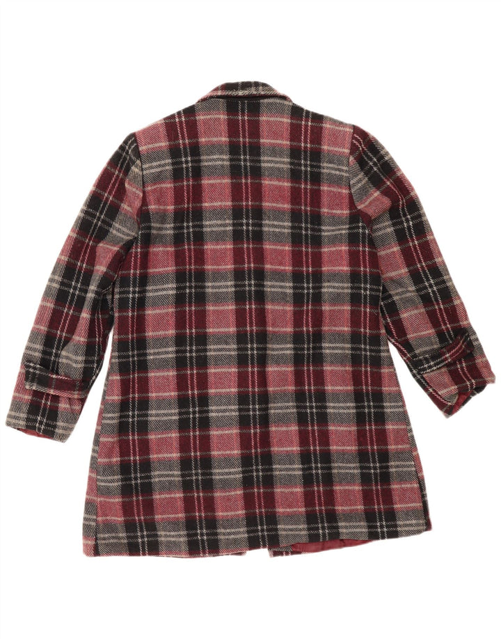 Soprabito vintage da donna IT 48 XL in lana a quadri bordeaux