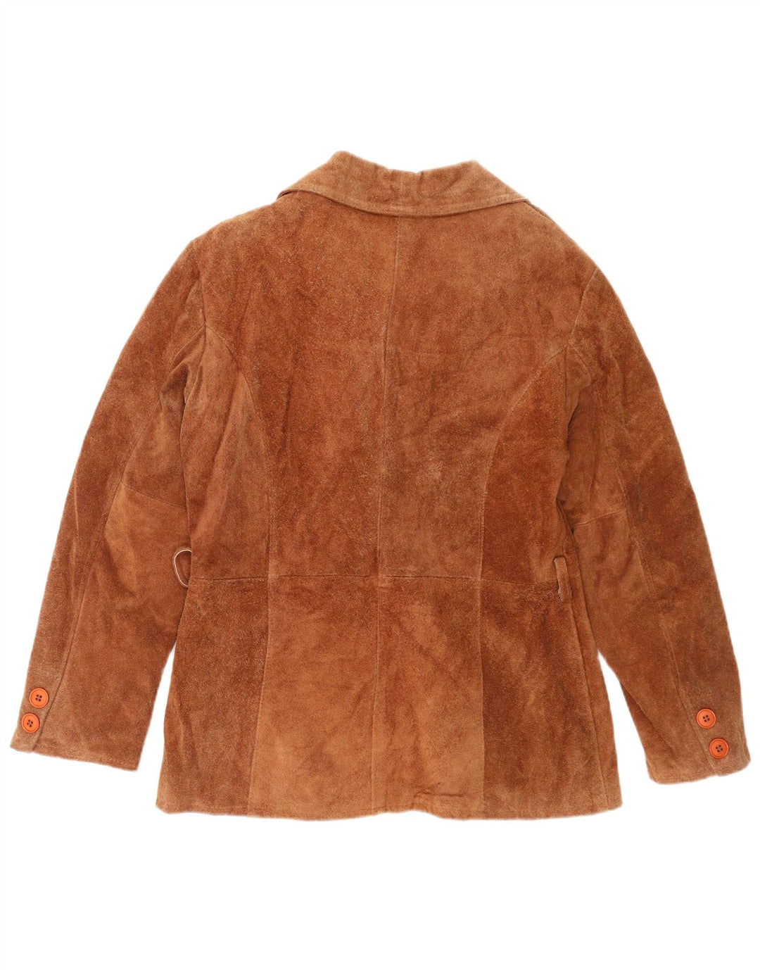 Cappotto doppiopetto vintage in pelle scamosciata da donna UK 16 grande in pelle marrone