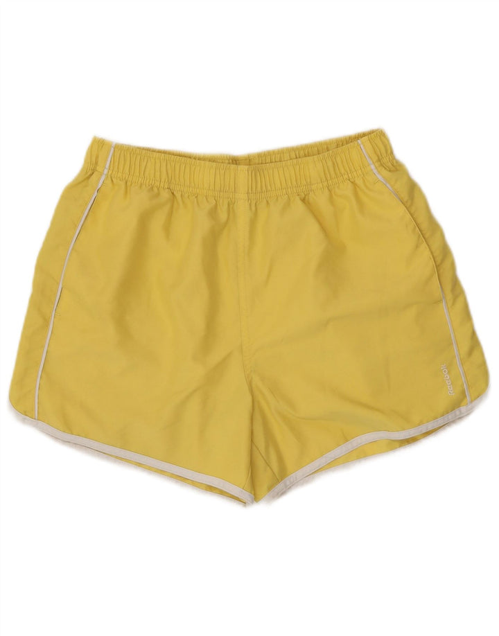 REEBOK Womens Sport Shorts UK 12 Medium Yellow Polyester
