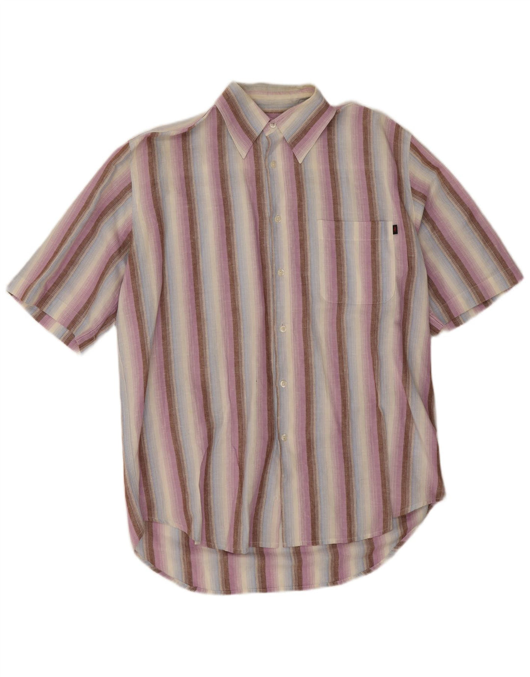 Camicia a maniche corte da uomo Marlboro Classics, lino a righe grandi multicolori