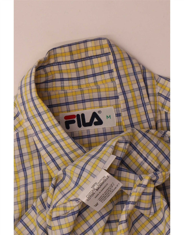 Camicia Fila da uomo a maniche corte in cotone a quadri giallo medio