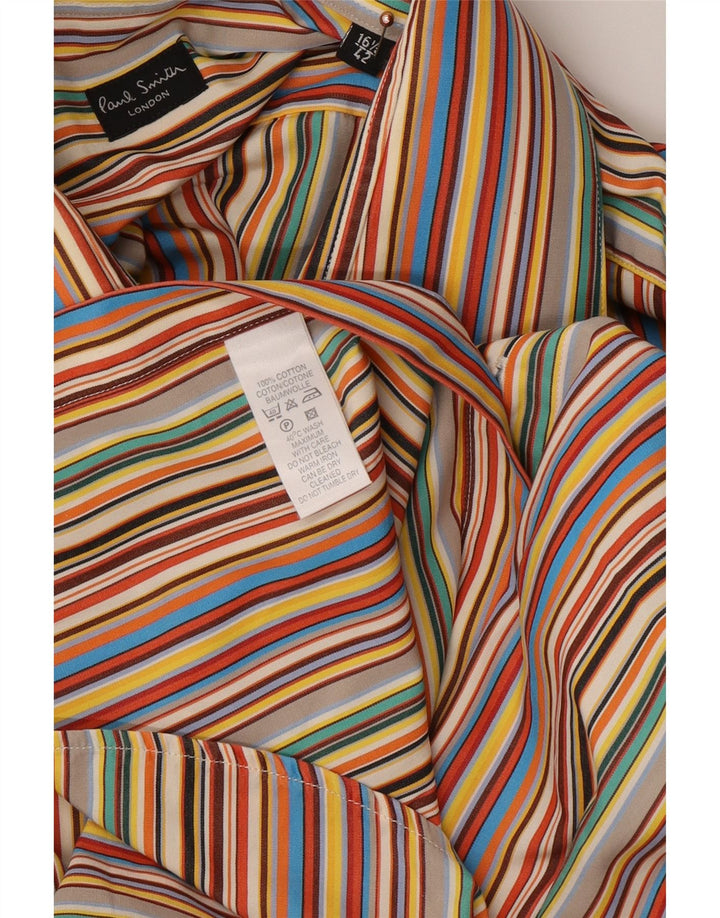 Camicia da uomo PAUL SMITH taglia 16 1/2 42 Grande cotone a righe multicolori