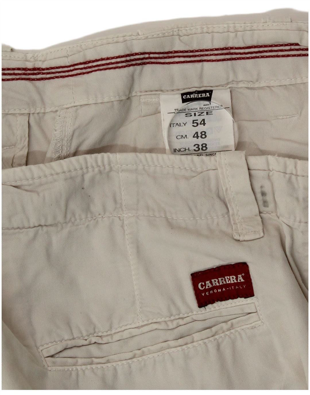 Pantaloncini chino da uomo Carrera IT 54 2XL W38 Cotone bianco