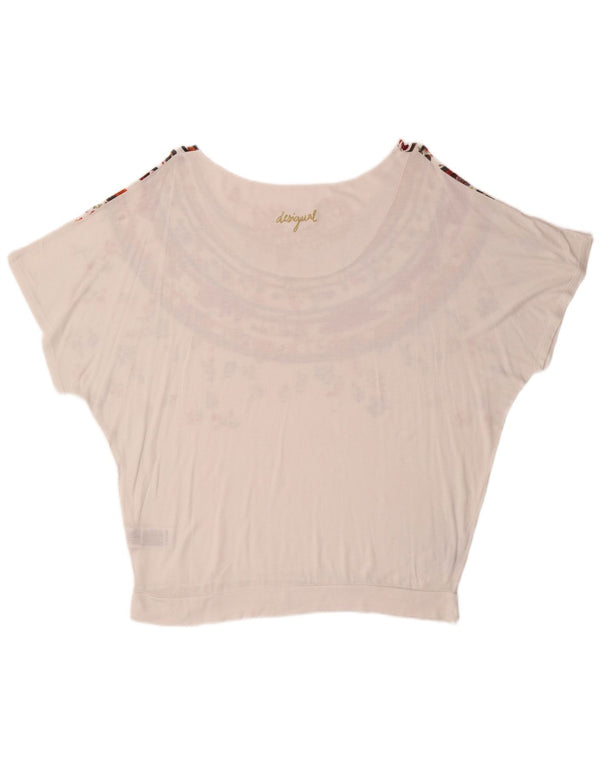 Desigual T-shirt grafica oversize da donna Top UK 16 Large White Floral