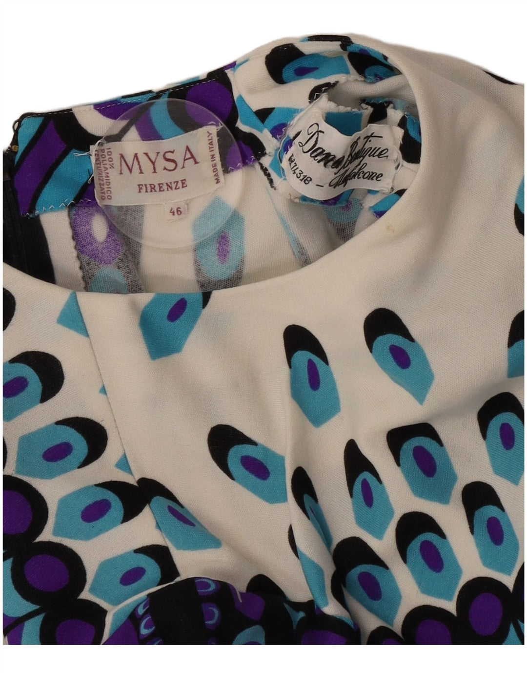 Set gonna vintage da donna in 2 pezzi IT 46 Large W28 Poliammide geometrica bianca