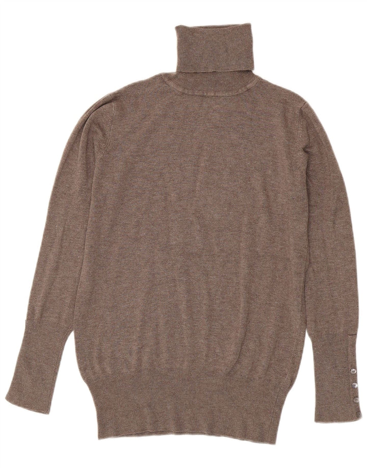 Maglione maglione a collo alto da donna Zara UK 14 grande rayon marrone