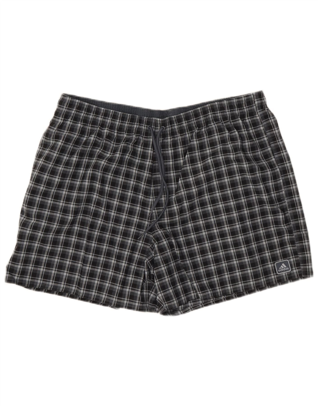 Pantaloncini da bagno da uomo Adidas XL blu navy a quadri in poliestere