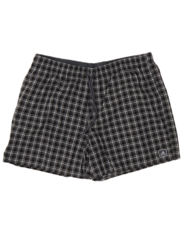 Pantaloncini da bagno da uomo Adidas XL blu navy a quadri in poliestere