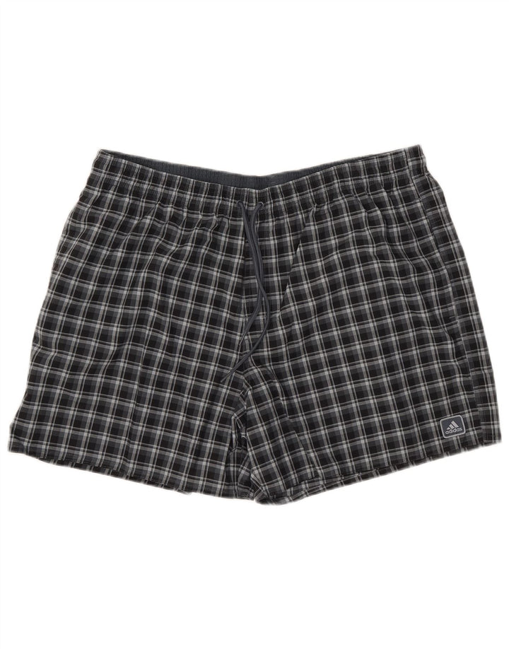 Pantaloncini da bagno da uomo Adidas XL blu navy a quadri in poliestere