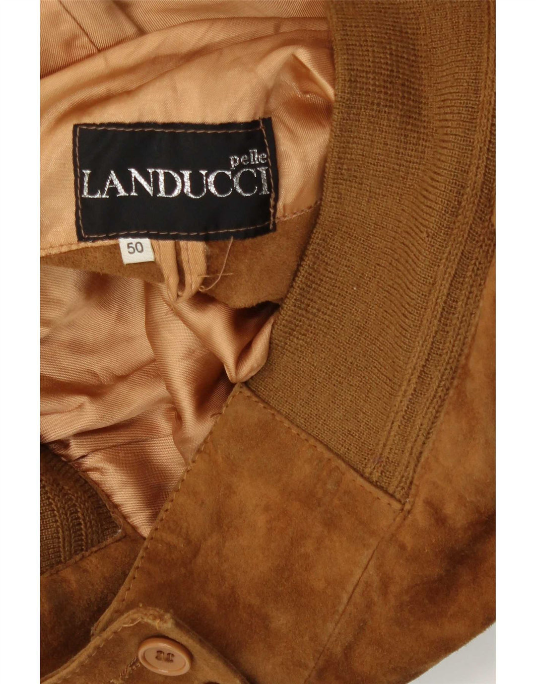 Giubbotto bomber vintage in pelle scamosciata da uomo IT 50 in pelle beige medio