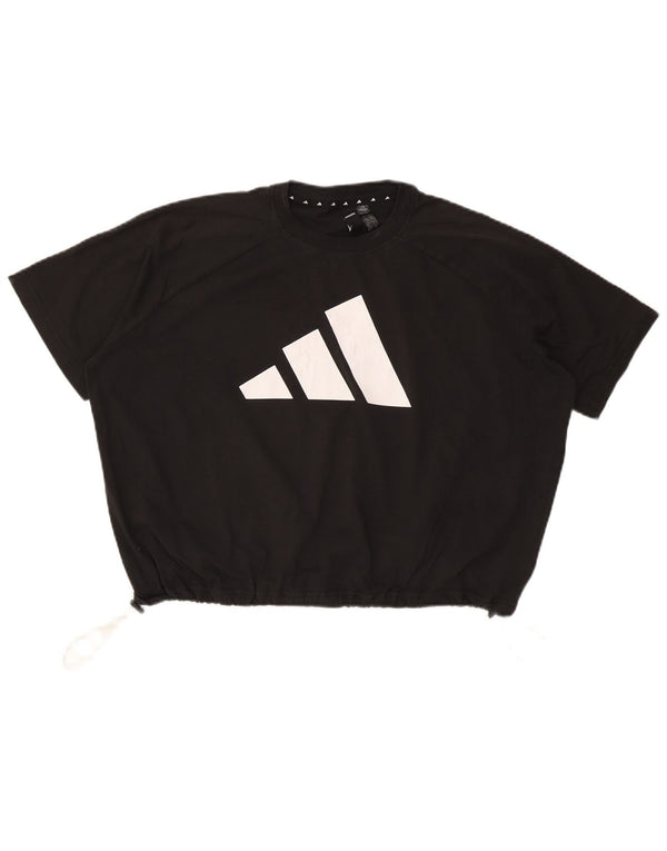 T-shirt grafica oversize corta da donna Adidas Top UK 10 piccola in cotone nero