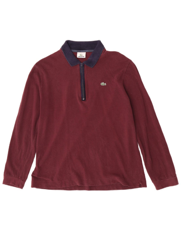 Polo da uomo a maniche lunghe Lacoste taglia 5 grande color bordeaux