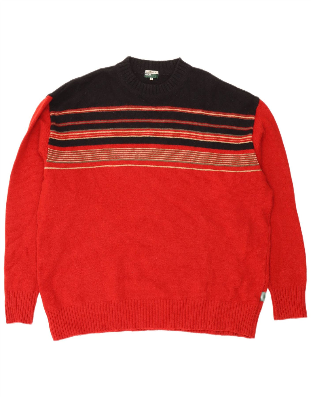 PAUL SMITH Maglione maglione girocollo da uomo XL lana a righe rosse