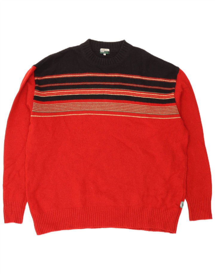 PAUL SMITH Maglione maglione girocollo da uomo XL lana a righe rosse