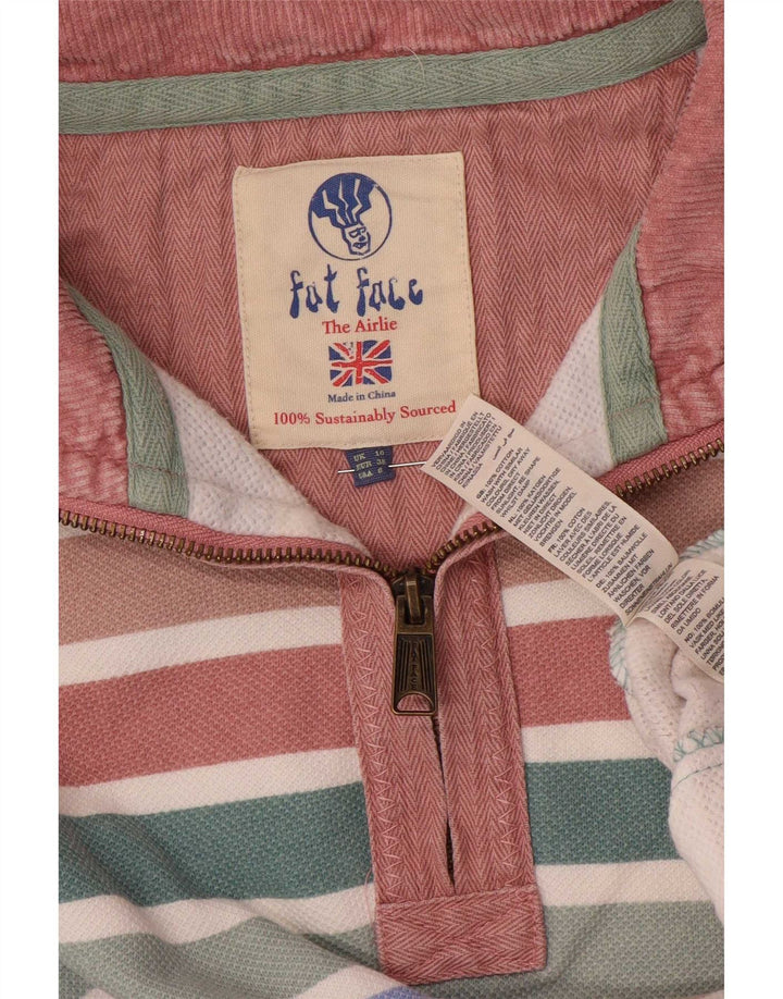 Felpa da donna con zip 1/4 Fat Face, maglione, UK 10, piccola a righe multicolore