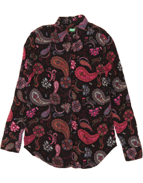 Camicia da donna BENETTON UK 10 Small Black Paisley Modal
