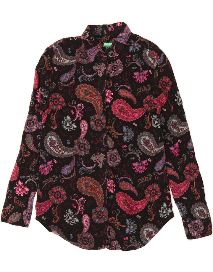 Camicia da donna BENETTON UK 10 Small Black Paisley Modal