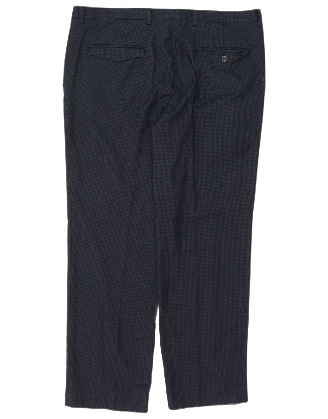 Pantaloni da abito su misura da uomo Marks & Spencer W36 L29 blu navy a quadri