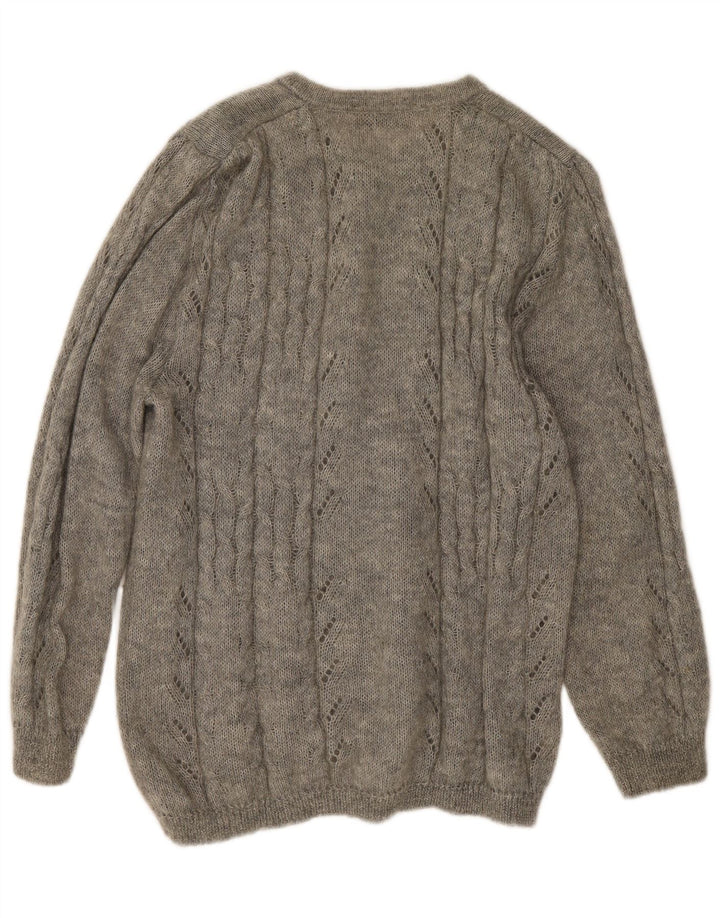 Maglione cardigan da donna vintage UK 14 Grigio medio