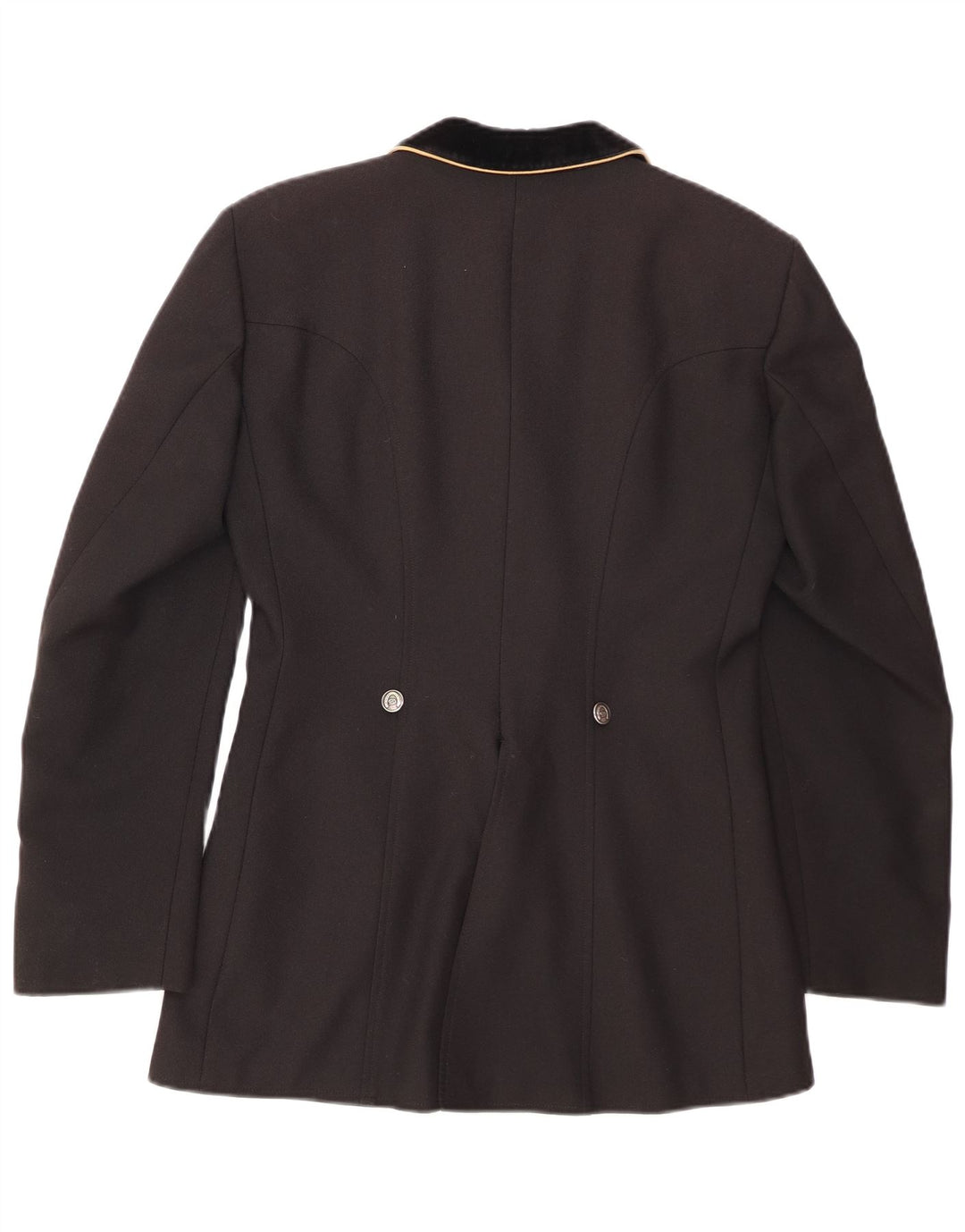 Giacca blazer da donna a 4 bottoni VINTAGE UK 12 poliestere nero medio