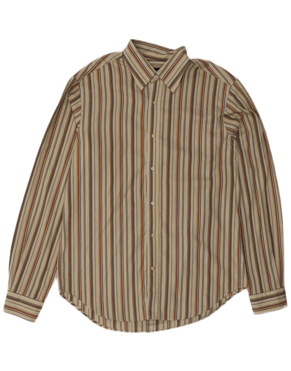 Massimo Dutti Mens Shirt EU 42 Large Beige Striped