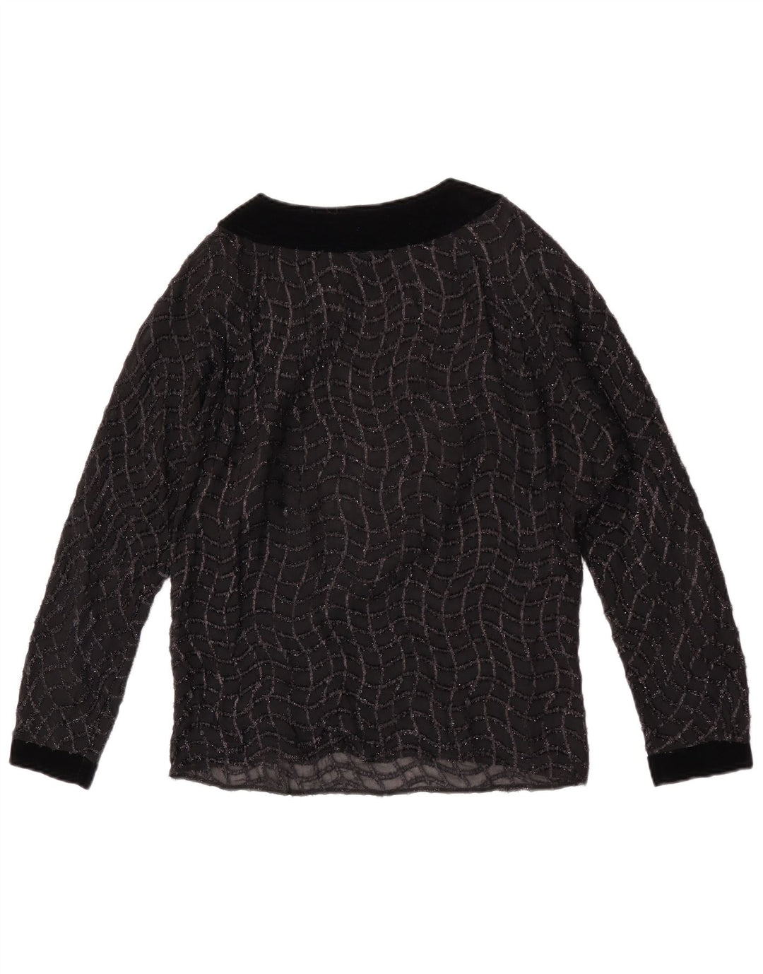 Camicetta trasparente da donna vintage top UK 16 grandi a righe nere