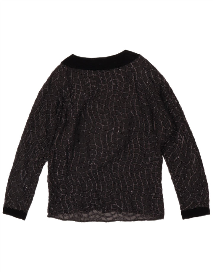 Camicetta trasparente da donna vintage top UK 16 grandi a righe nere