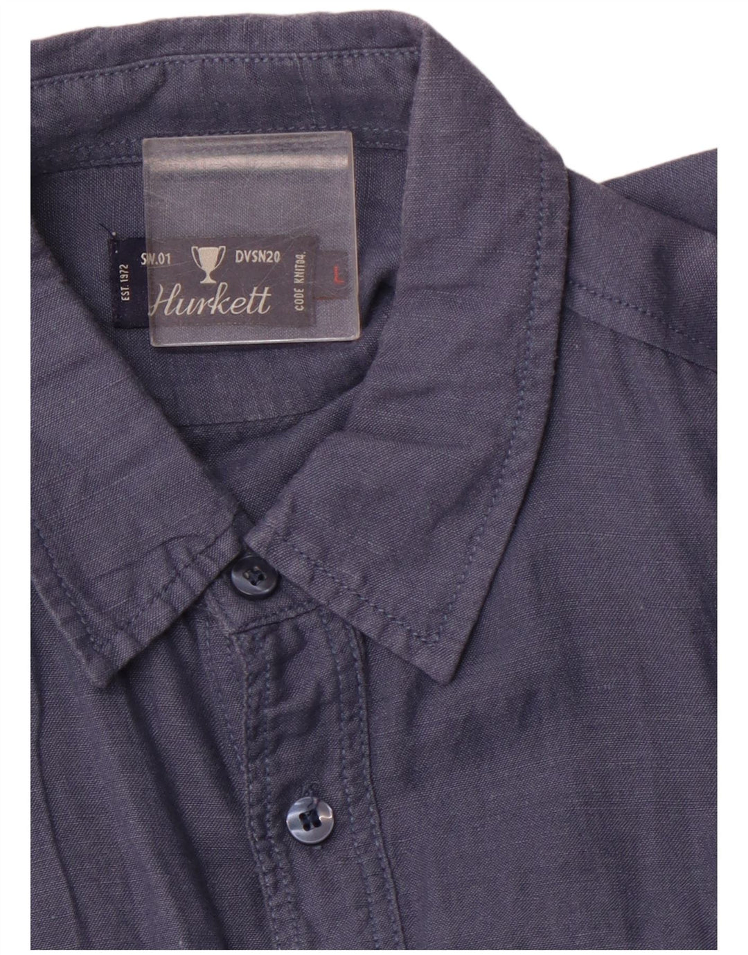 Camicia militare a maniche corte da uomo VINTAGE grande blu navy