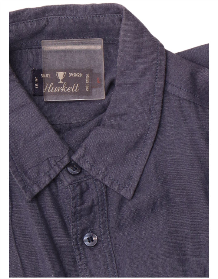 Camicia militare a maniche corte da uomo VINTAGE grande blu navy