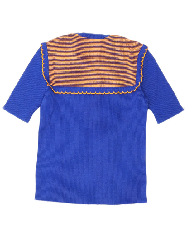 T-shirt vintage da donna Top UK 8 piccole a righe blu