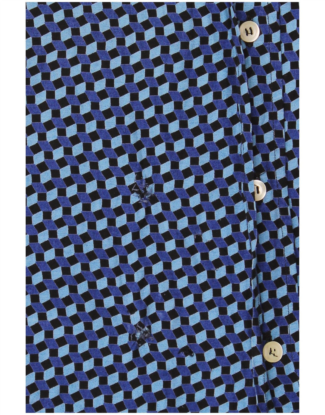 Camicia vintage da uomo a maniche corte 2XL blu geometrica
