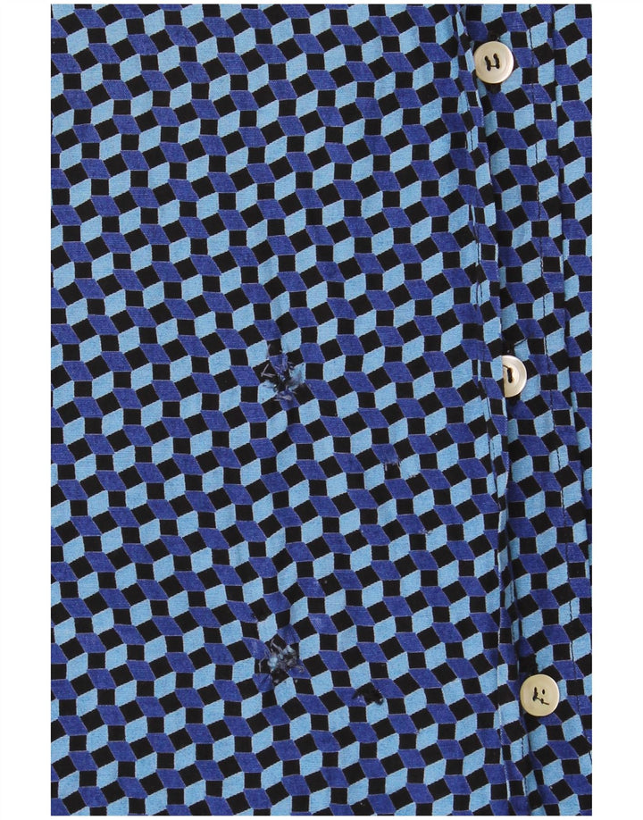 Camicia vintage da uomo a maniche corte 2XL blu geometrica