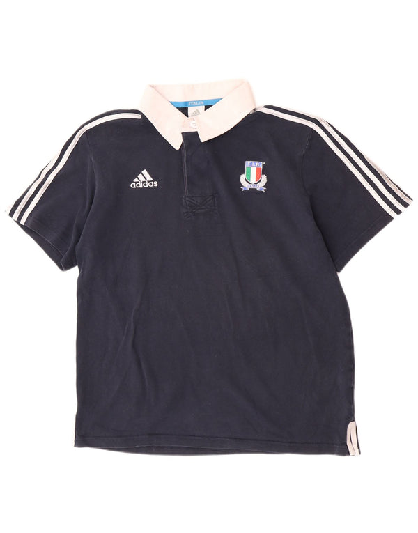Polo da rugby Adidas da uomo Italia, grande, blu navy, color block, sportiva