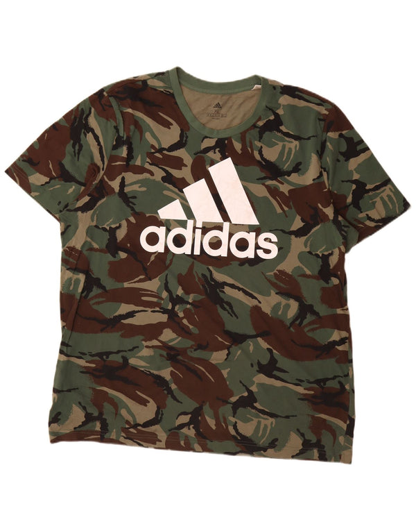 T-shirt grafica da uomo Adidas Top XL in cotone mimetico kaki