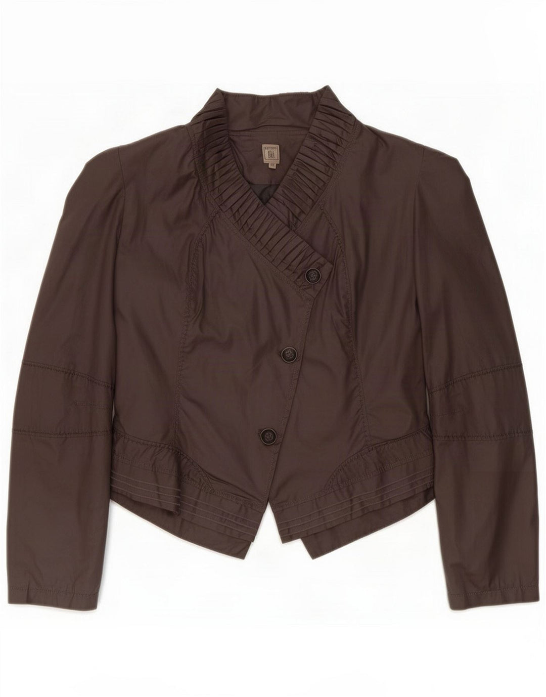 Giacca blazer oversize da donna vintage a 3 bottoni US 5 piccola in cotone marrone