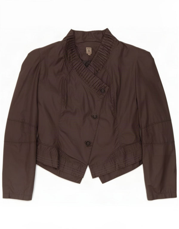 Vintage Womens 3 Button Oversized Blazer Jacket US 5 Small Brown Cotton