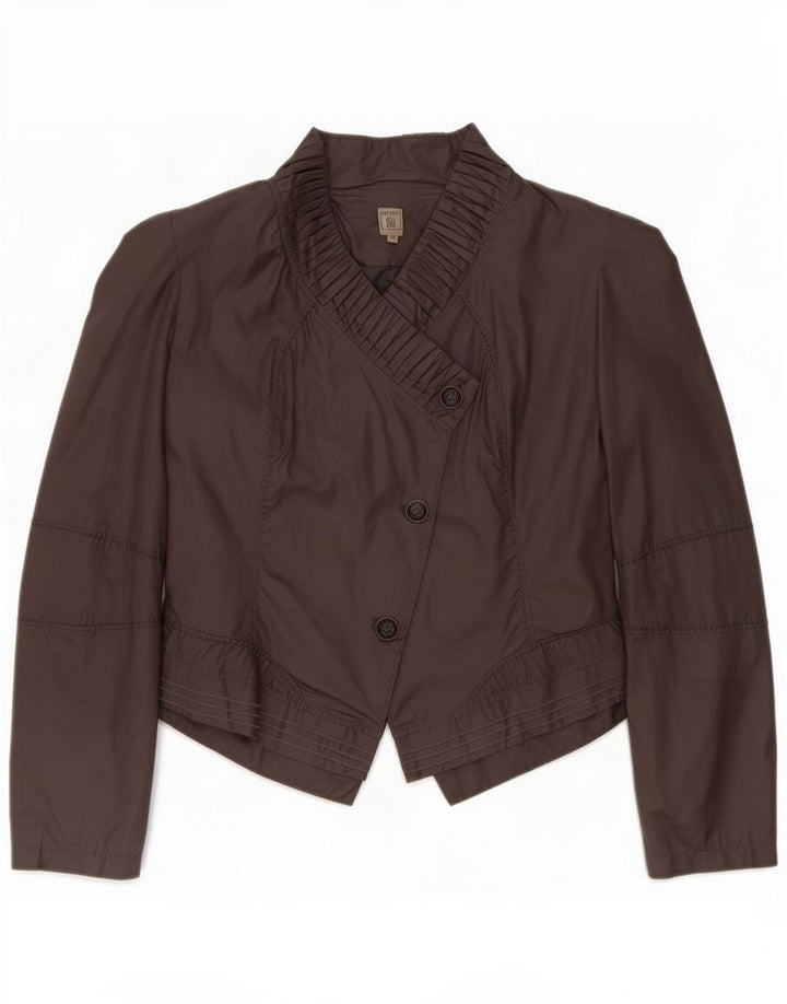 Giacca blazer oversize da donna vintage a 3 bottoni US 5 piccola in cotone marrone