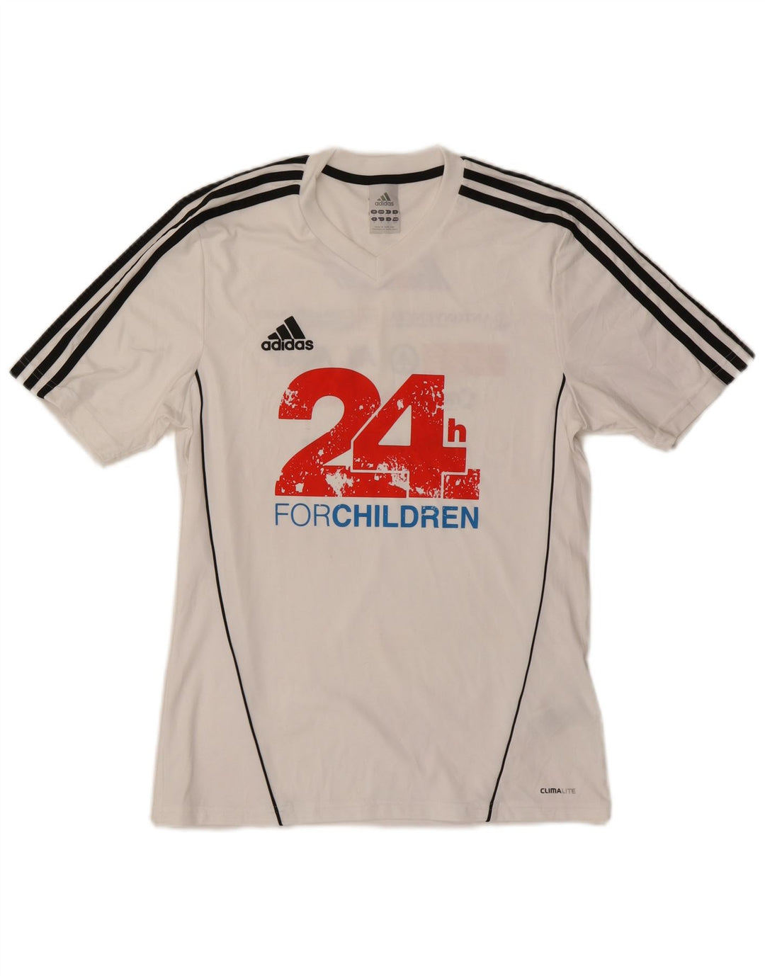 T-shirt grafica ADIDAS da uomo Climalite, piccola, in poliestere bianco