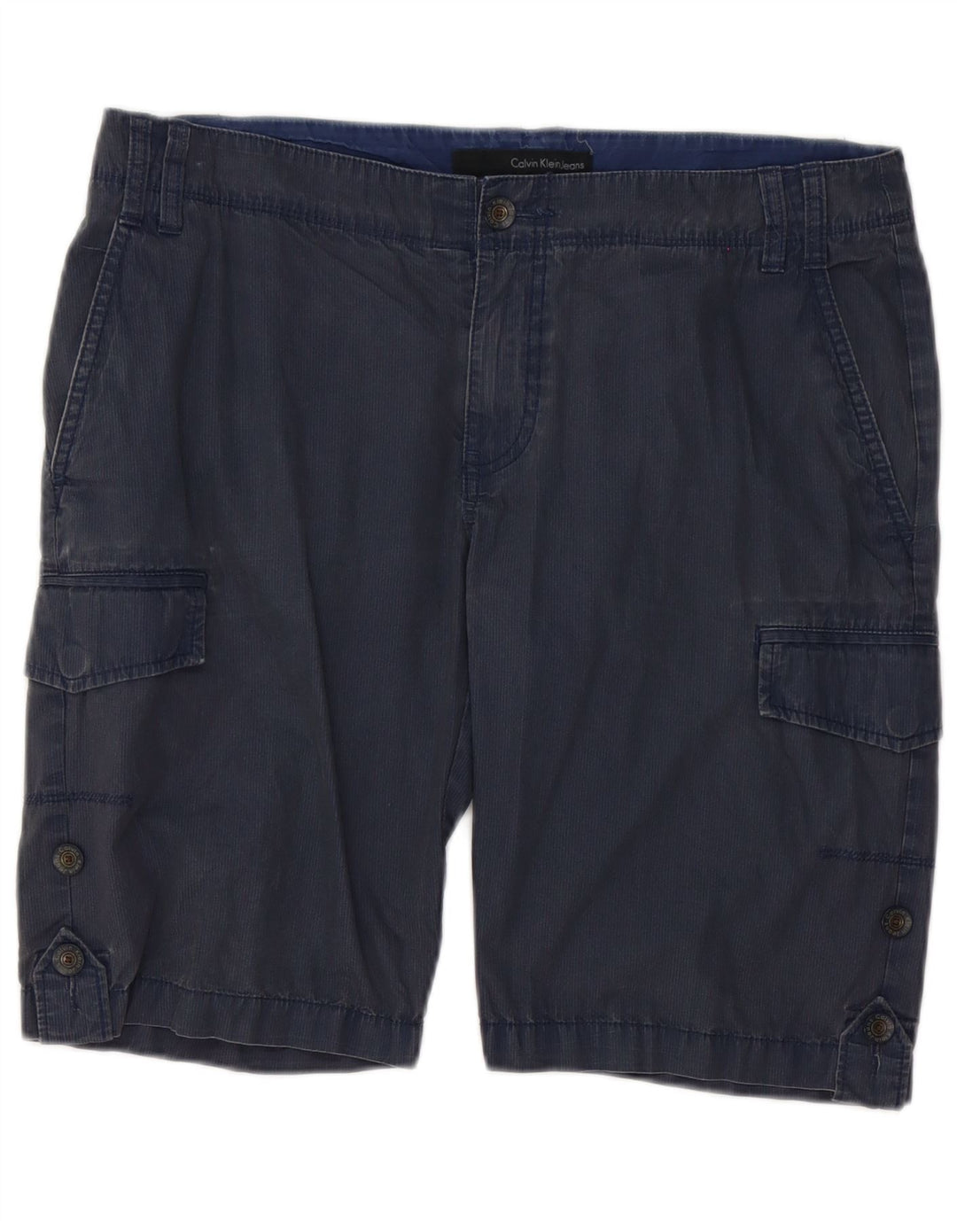 Pantaloncini cargo da uomo Calvin Klein W33 cotone gessato blu navy medio