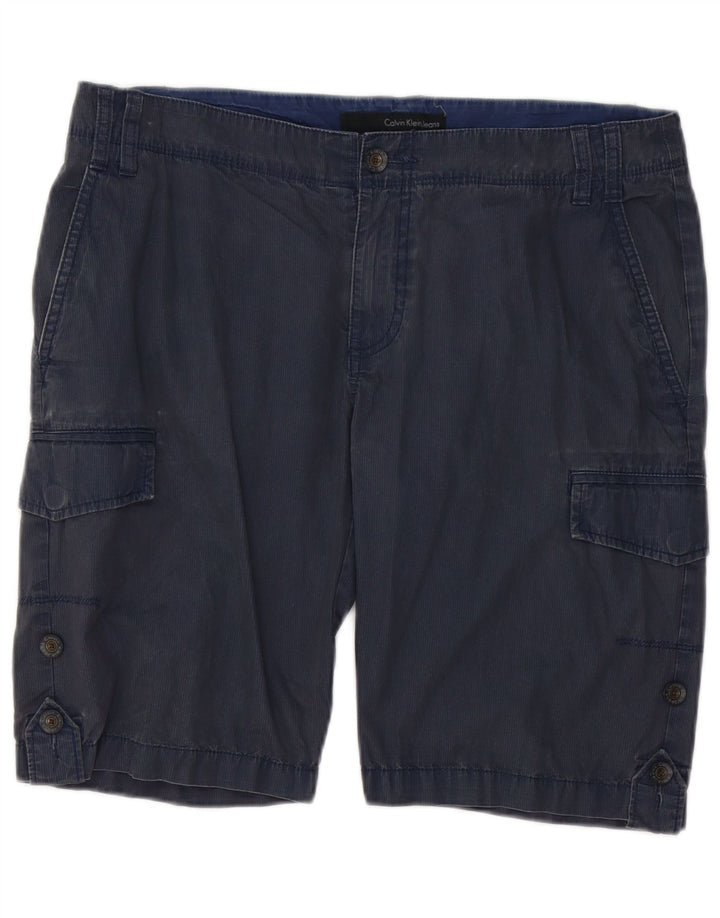 Pantaloncini cargo da uomo Calvin Klein W33 cotone gessato blu navy medio